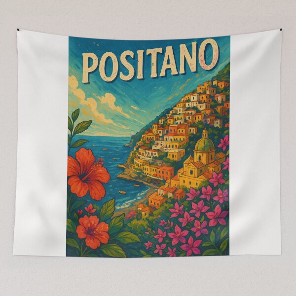 Item preview,  Positano Italy Floral Coastline View designed and sold by Places On Earth.