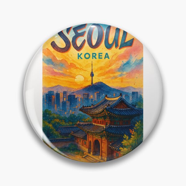 Item preview,  Seoul South Korea Sunset Skyline and Temple designed and sold by Places On Earth.