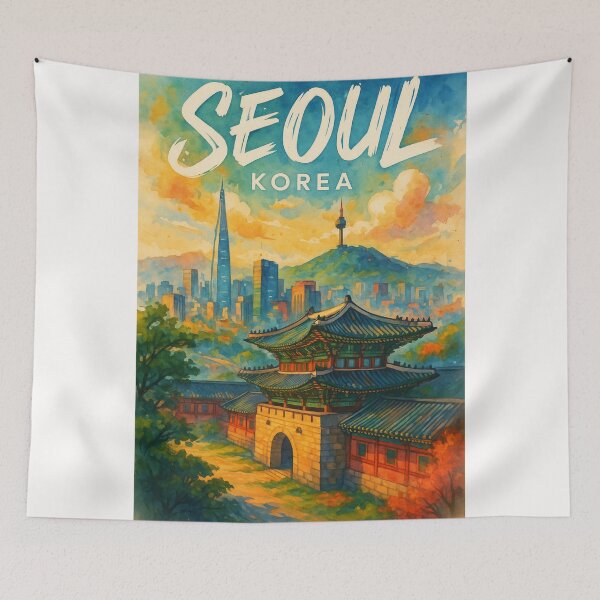 Item preview, Seoul South Korea Cityscape with Namsan and Lotte Tower designed and sold by Places On Earth.