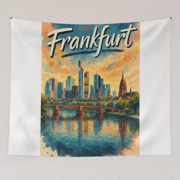 Item preview, Frankfurt Germany Sunset View with River and Skyline designed and sold by Places On Earth.