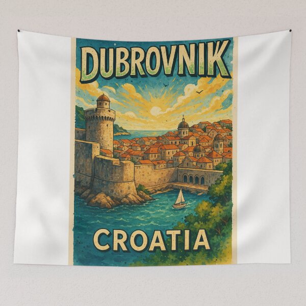 Item preview,  Dubrovnik Croatia Harbor and City Walls View designed and sold by Places On Earth.