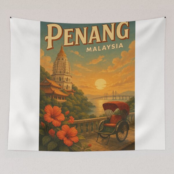 Item preview,  Penang Malaysia Kek Lok Si and Sunset Bridge View designed and sold by Places On Earth.