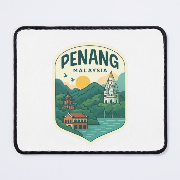 Item preview, Penang Malaysia Kek Lok Si and Mountain Bridge Badge designed and sold by Places On Earth.