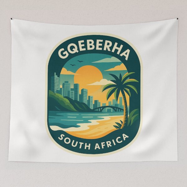 Item preview,  Gqeberha South Africa Skyline and Beach Bridge View designed and sold by Places On Earth.