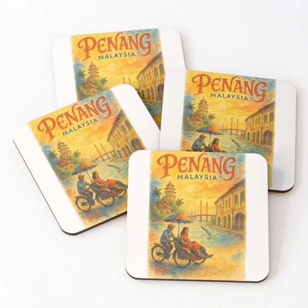 Item preview,  Penang Malaysia Trishaw and Kek Lok Si Street Scene designed and sold by Places On Earth.