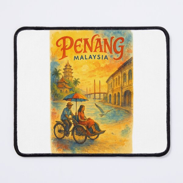Item preview, Penang Malaysia Trishaw and Kek Lok Si Street Scene designed and sold by Places On Earth.