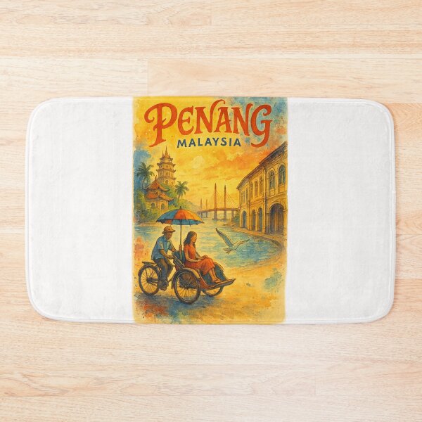 Item preview,  Penang Malaysia Trishaw and Kek Lok Si Street Scene designed and sold by Places On Earth.