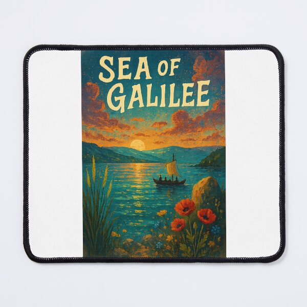 Item preview, Sea of Galilee Sunset Boat and Wildflowers Israel designed and sold by Places On Earth.
