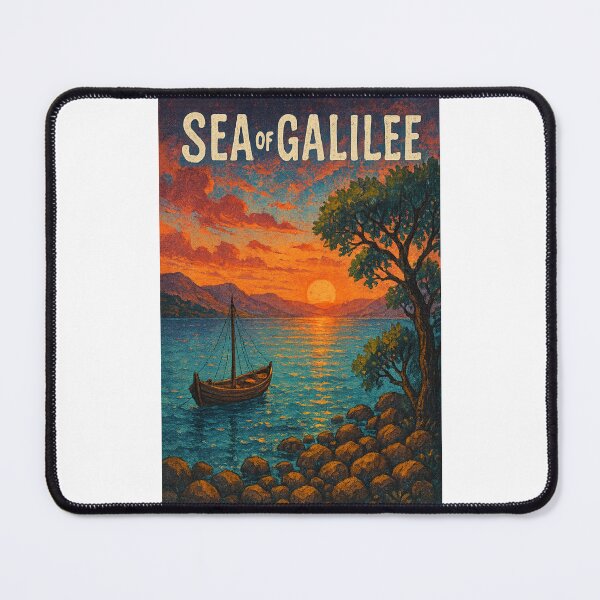 Item preview,  Sea of Galilee Rocky Shoreline and Sunset Boat designed and sold by Places On Earth.
