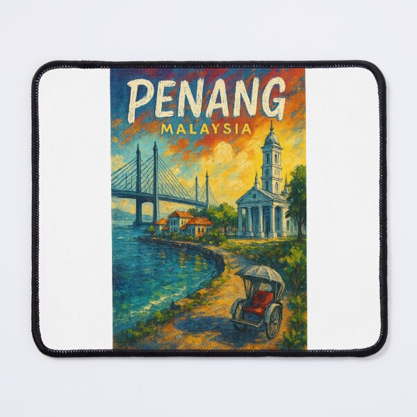 Item preview, Penang Malaysia Colonial Church and Waterfront Bridge designed and sold by Places On Earth.