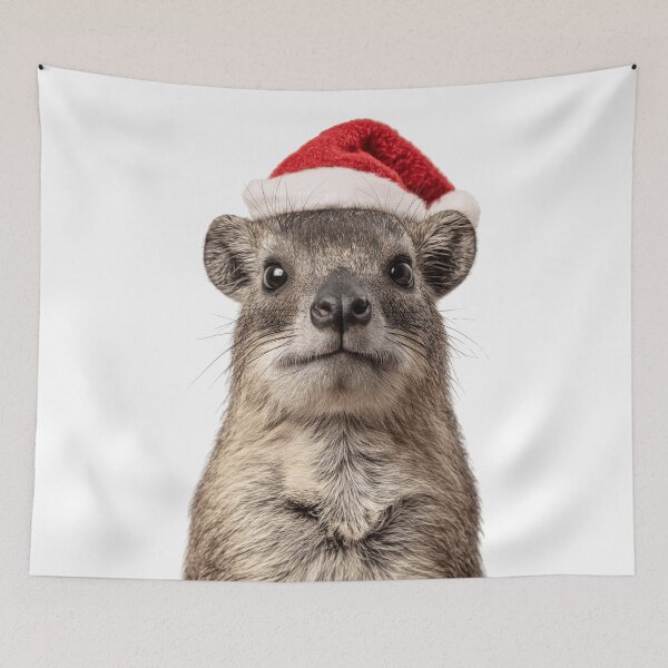 Item preview, Festive Tree Hyrax in Santa Hat designed and sold by LazyOwlStore.