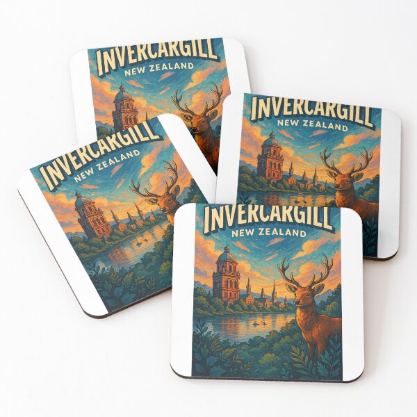 Item preview, Invercargill Stag and Cathedral Skyline - New Zealand designed and sold by Aryabek.