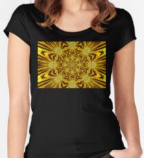 Golden Morning Double Kaleidoscope Neon Yellow Women's Fitted Scoop T-Shirt