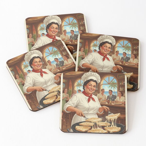 Item preview, "CHEESE QUESADILLA HEAVEN!" – Vintage 1950s California Mamasita Chef Poster designed and sold by Cozy-Old-Pub.