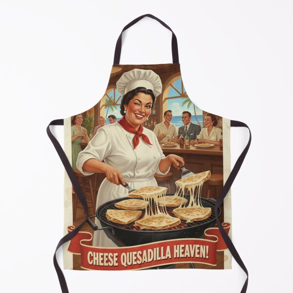 Item preview, "CHEESE QUESADILLA HEAVEN!" – Vintage 1950s California Mamasita Chef Poster designed and sold by Cozy-Old-Pub.
