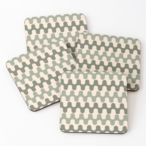 Item preview, Retro Geometric Wavy Stripes in Sage Green Shades designed and sold by enricadenicola.