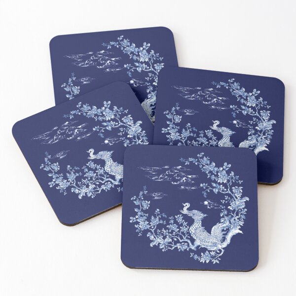 Item preview, Himmapan, midnights garden , Paradise , forest , Toile de Jouy ,wallpaper ,garden ,scenery ,botanical ,Creature ,chinoiserie , blue and white ,birds, horse , singha , butterfly designed and sold by letsgow8th.
