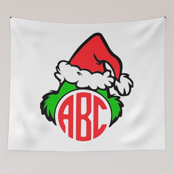 Item preview, Grinch – Cute Christmas Monogram Art with Festive Hat Design designed and sold by Aliyah Niko.