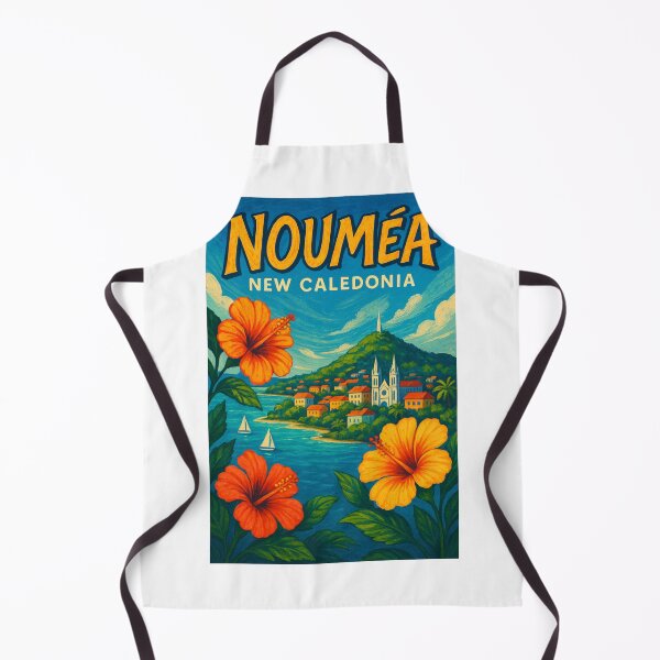 Item preview, Nouméa Harbor View with Hibiscus Blooms designed and sold by Aryabek.