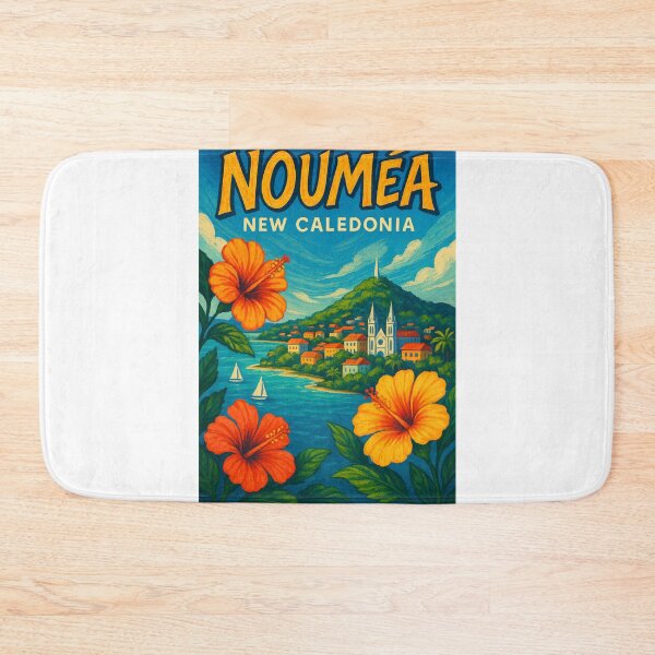 Item preview, Nouméa Harbor View with Hibiscus Blooms designed and sold by Aryabek.
