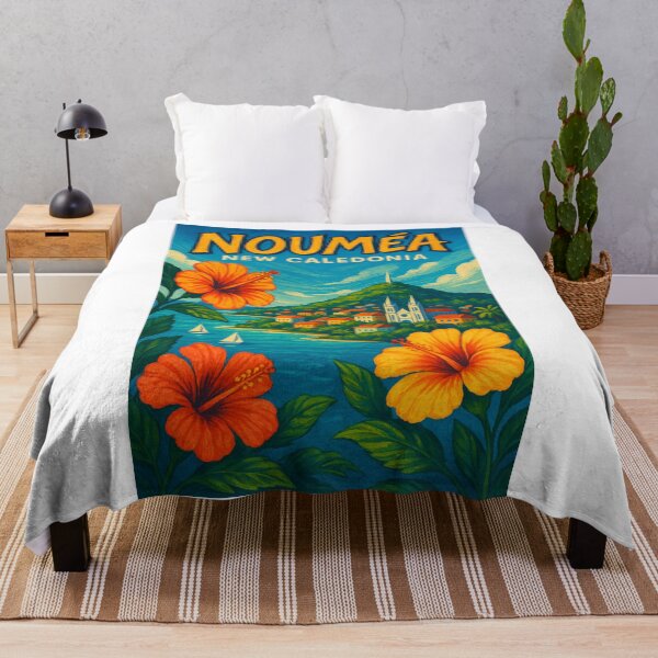 Item preview, Nouméa Harbor View with Hibiscus Blooms designed and sold by Aryabek.