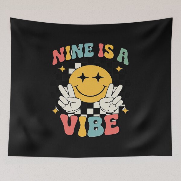 Item preview, Nine Is A Vibe 9th Birthday Groovy Boys Girls 9 Years Old designed and sold by JessicaWalshdf.