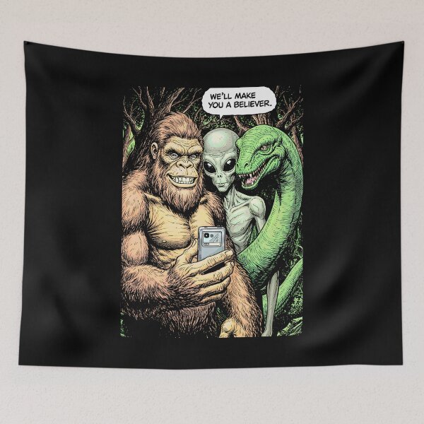 Item preview, Bigfoot Selfie Alien Loch Ness Monster Funny Believer designed and sold by GrandeDuc.