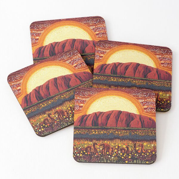 Item preview, Aboriginal Inspired Dot Art - Ayers Rock Uluru At Midnight designed and sold by GrinGalore.