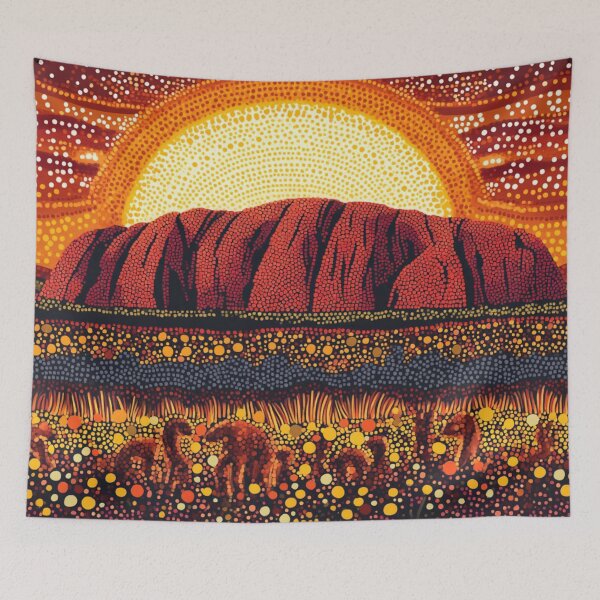 Item preview, Aboriginal Inspired Dot Art - Ayers Rock Uluru At Midnight designed and sold by GrinGalore.
