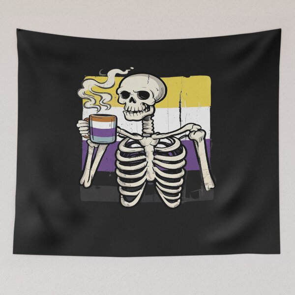 Item preview, Nonbinary Skeleton Coffee Fun Enby Pride Flag Lgbt Women Men designed and sold by TAYLOROUSDALE.