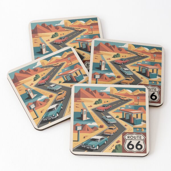 Item preview, Route 66 Minimalist Contemporary Art Print – Retro American Highway Decor designed and sold by OzzFrequency.