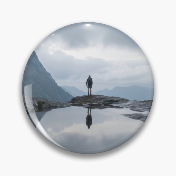 Item preview, Lone figure by mountain lake designed and sold by anytka.