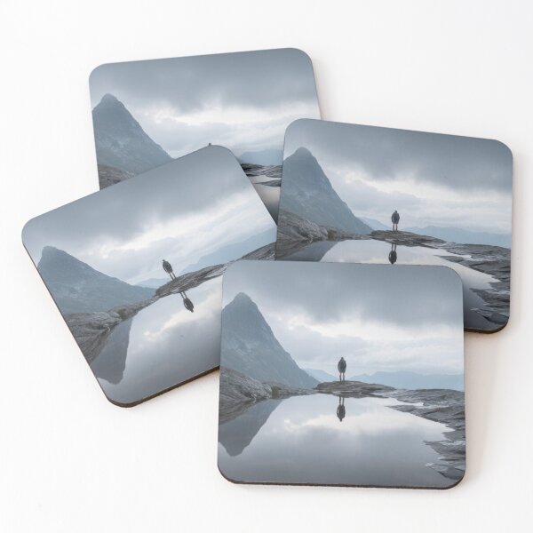 Item preview, Lone figure by mountain lake designed and sold by anytka.