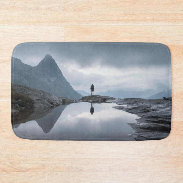 Item preview, Lone figure by mountain lake designed and sold by anytka.