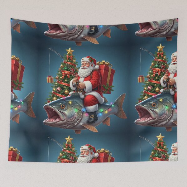 Item preview, Santa Fishing Fantasy – Whimsical Christmas Scene Filled with Cheer and Holiday Fun designed and sold by PixelVibe782.