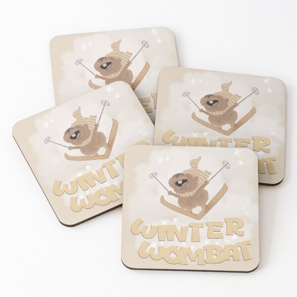 Item preview, Winter Wombat on skie tour! Painting with text designed and sold by AK-Hevonen.