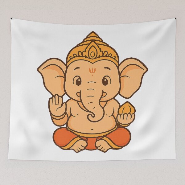 Item preview, Cute Divine Ganesha Cartoon Illustration designed and sold by HiteshArt111.