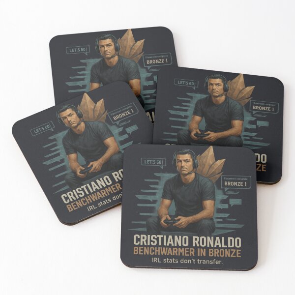 Item preview, Cristiano Ronaldo Bronze Gamer – Benchwarmers IRL Stats Don’t Transfer designed and sold by POD DYNASTY | Original Print On Demand T-Shirt Graphics.