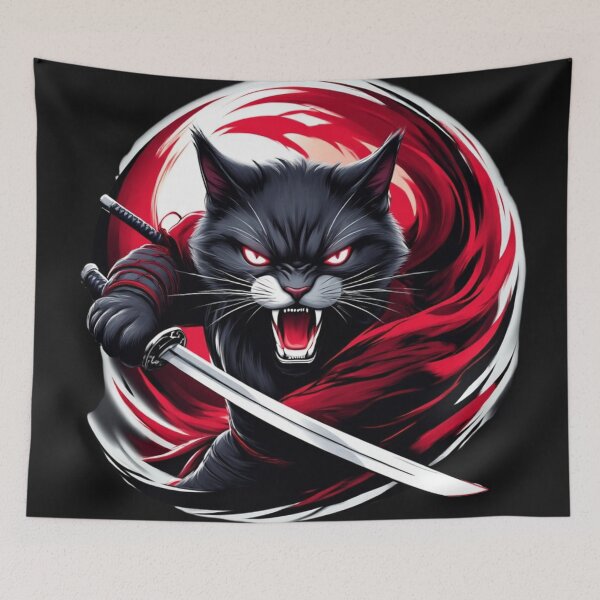 Item preview, Furious Samurai Cat Logo – Fierce Feline Warrior designed and sold by SweetRossel.