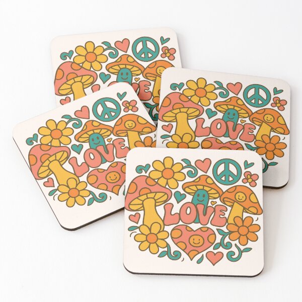 Item preview, Groovy Love Garden – Retro Mushrooms and Hearts Design designed and sold by Ombrya.