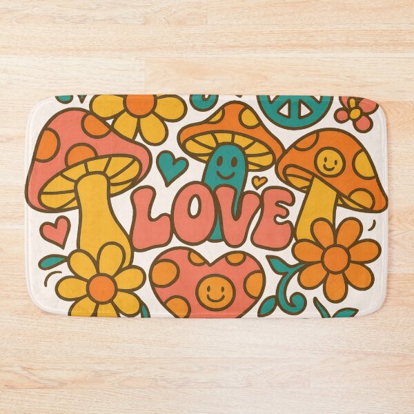 Item preview, Groovy Love Garden – Retro Mushrooms and Hearts Design designed and sold by Ombrya.