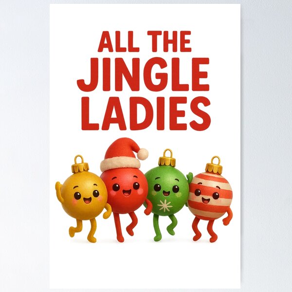 Item preview, Cute Dancing Ornaments - All The Jingle Ladies | Kawaii Christmas Ornament Dance Art designed and sold by Moons Studio.