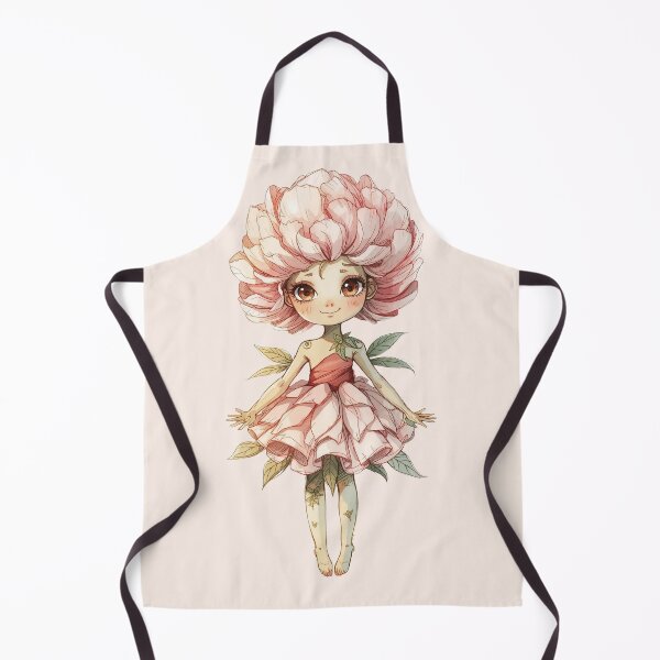 Item preview, Cute Peony Flower Girl - Fairy-tale fantasy character Whimsical childlike illustration designed and sold by RSDigitalPrintDesign.