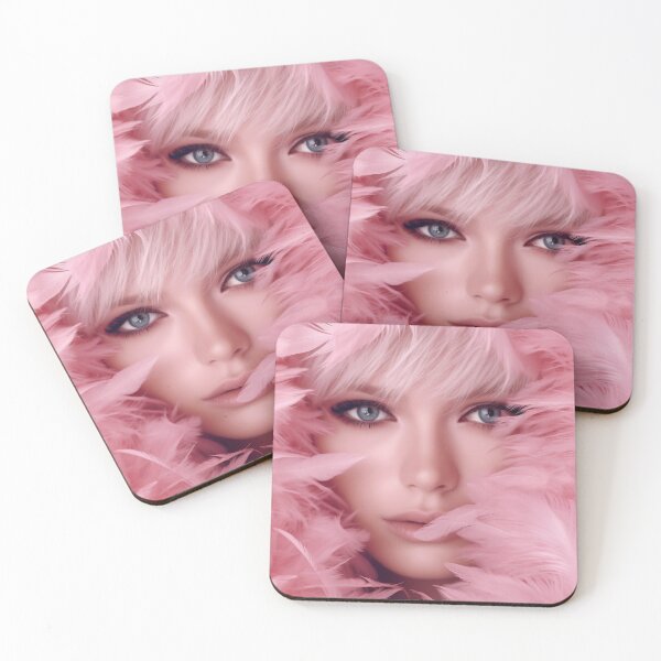 Item preview, Close up fashion studio photo of an elegant woman in pink feathers designed and sold by anytka.