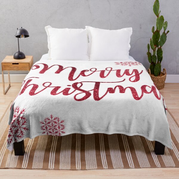 Item preview, Red Glitter Merry Christmas Lettering with Snowflakes designed and sold by AmetistLight.