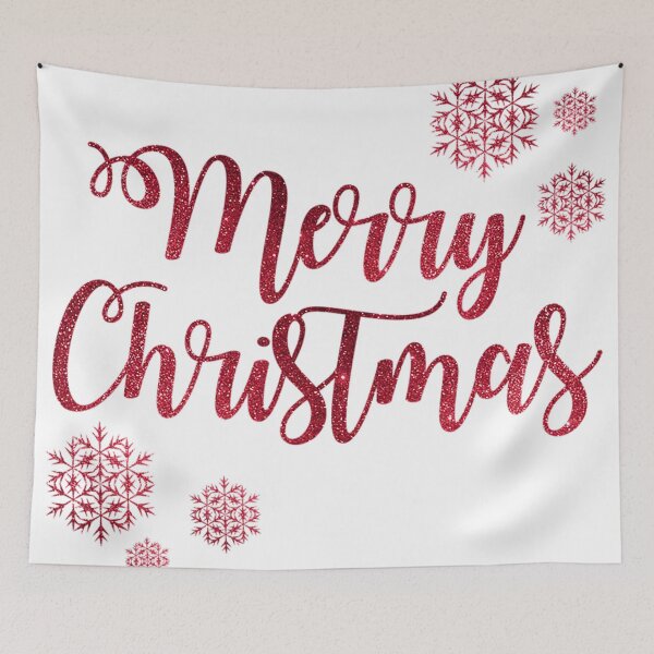 Item preview, Red Glitter Merry Christmas Lettering with Snowflakes designed and sold by AmetistLight.