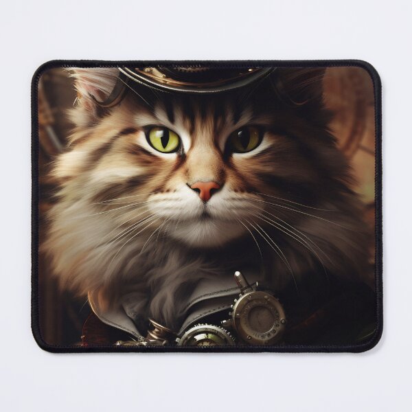 Item preview, Steampunk cat with glasses. Abstract surreal illustration. Digital designer art. Cyberpunk painting designed and sold by anytka.