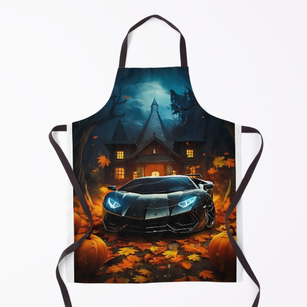 Item preview, Supercar Reflected By Haunted Mansion Among Halloween Pumpkins designed and sold by RevUpDesign.