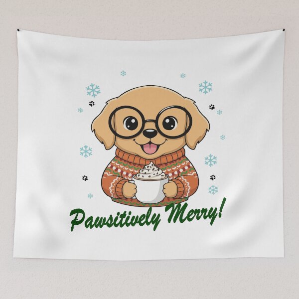 Item preview, Pawsitively Merry Golden Retriever in Christmas Sweater with Hot Cocoa | Dog Lovers designed and sold by The Real Life Symphony.