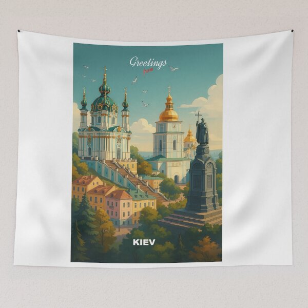 Item preview, Greetings from KIEV UKRAINE 2 - Modern Colorful City View designed and sold by Earth Celebration Designs.